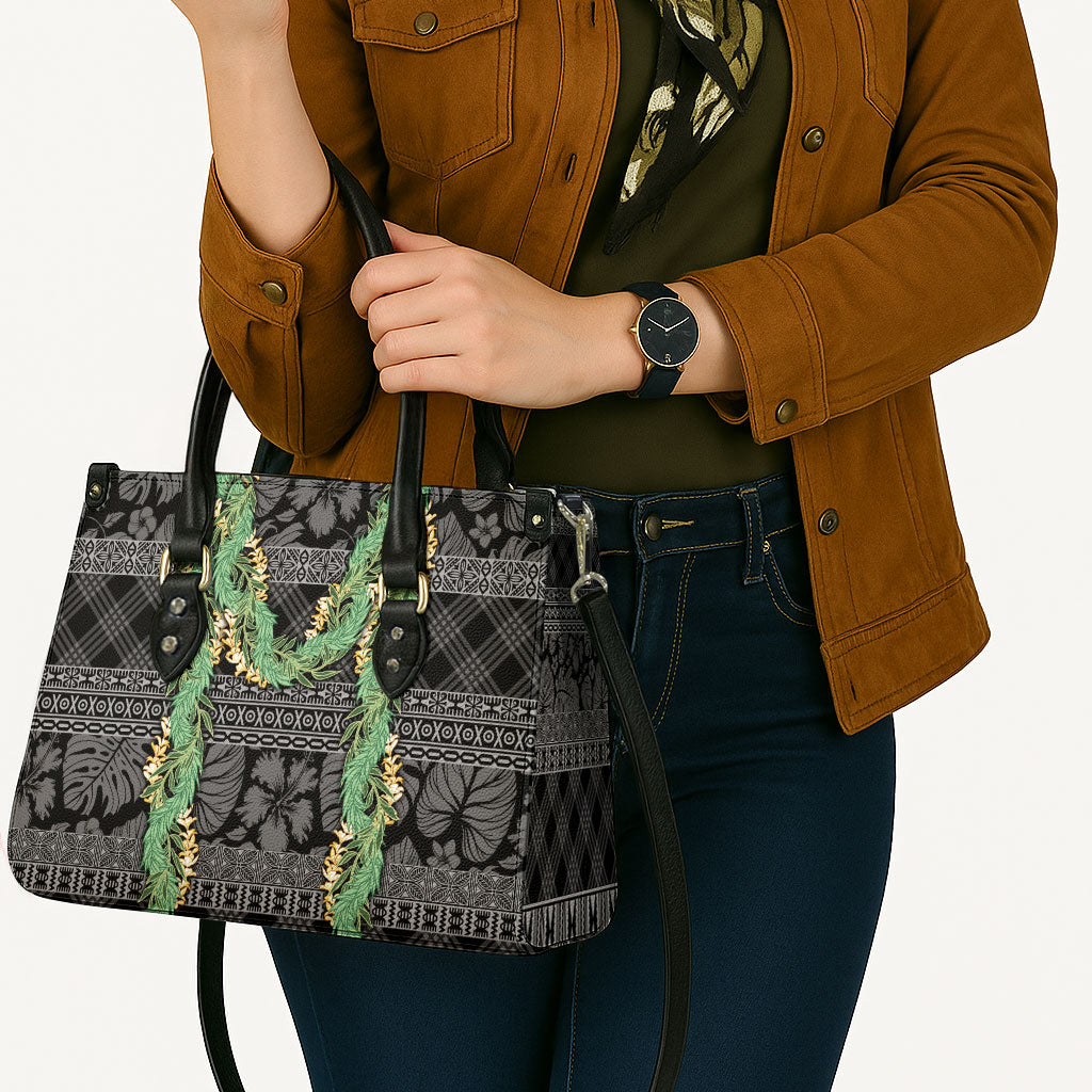 Hawai'i Paniolo Maile Twisted Lei Leather Bag Obsidian Black