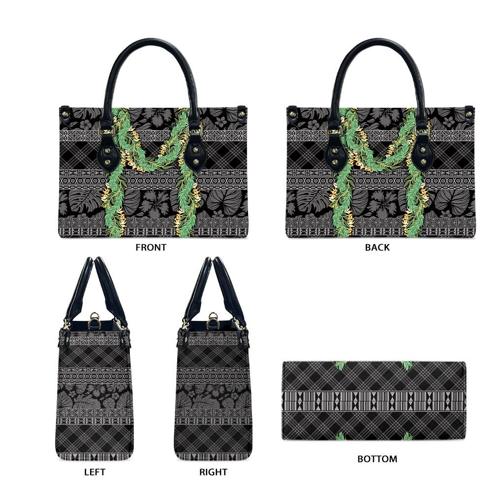 Hawai'i Paniolo Maile Twisted Lei Leather Bag Obsidian Black