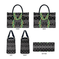 Hawai'i Paniolo Maile Twisted Lei Leather Bag Obsidian Black