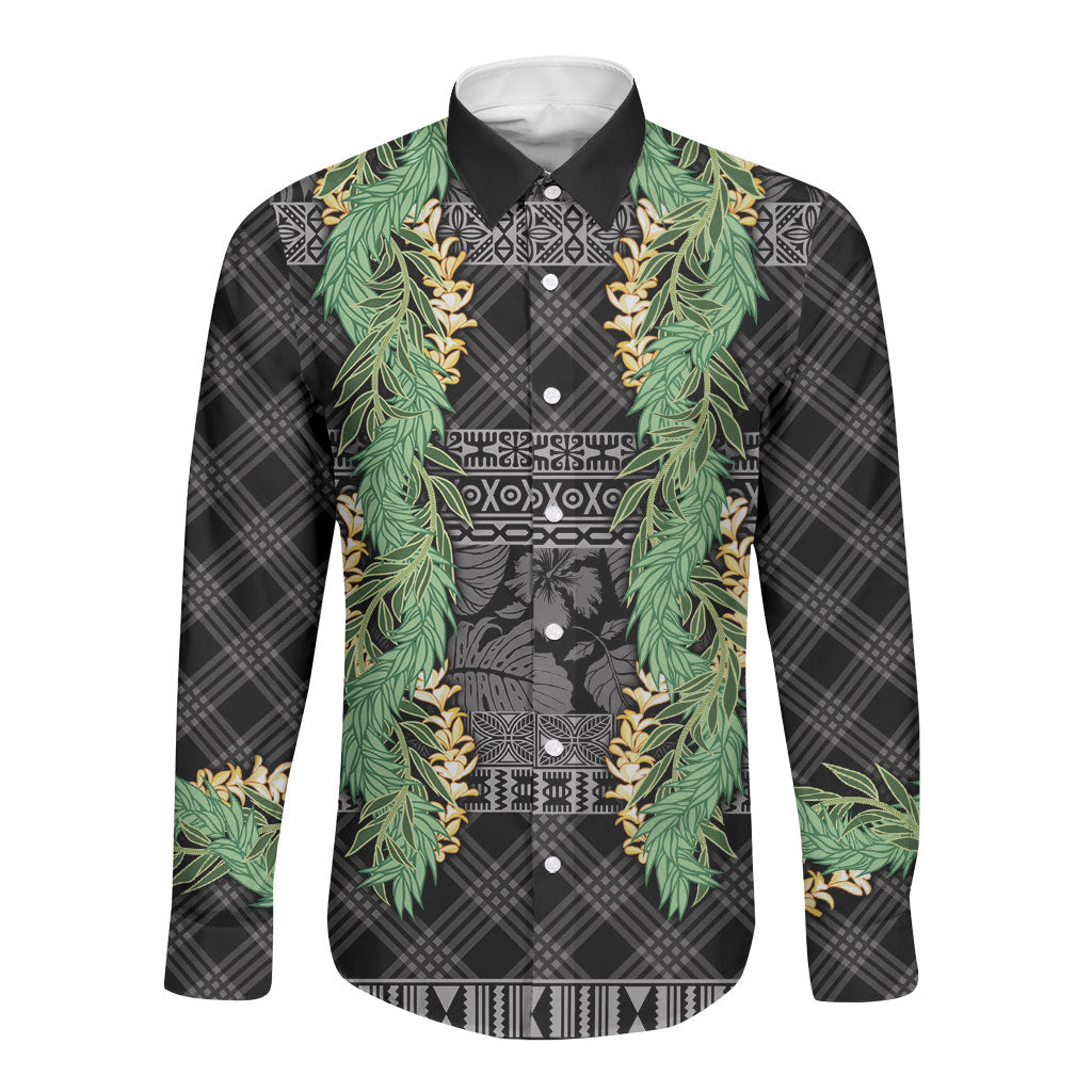 Hawai'i Paniolo Maile Twisted Lei Long Sleeve Button Shirt Obsidian Black