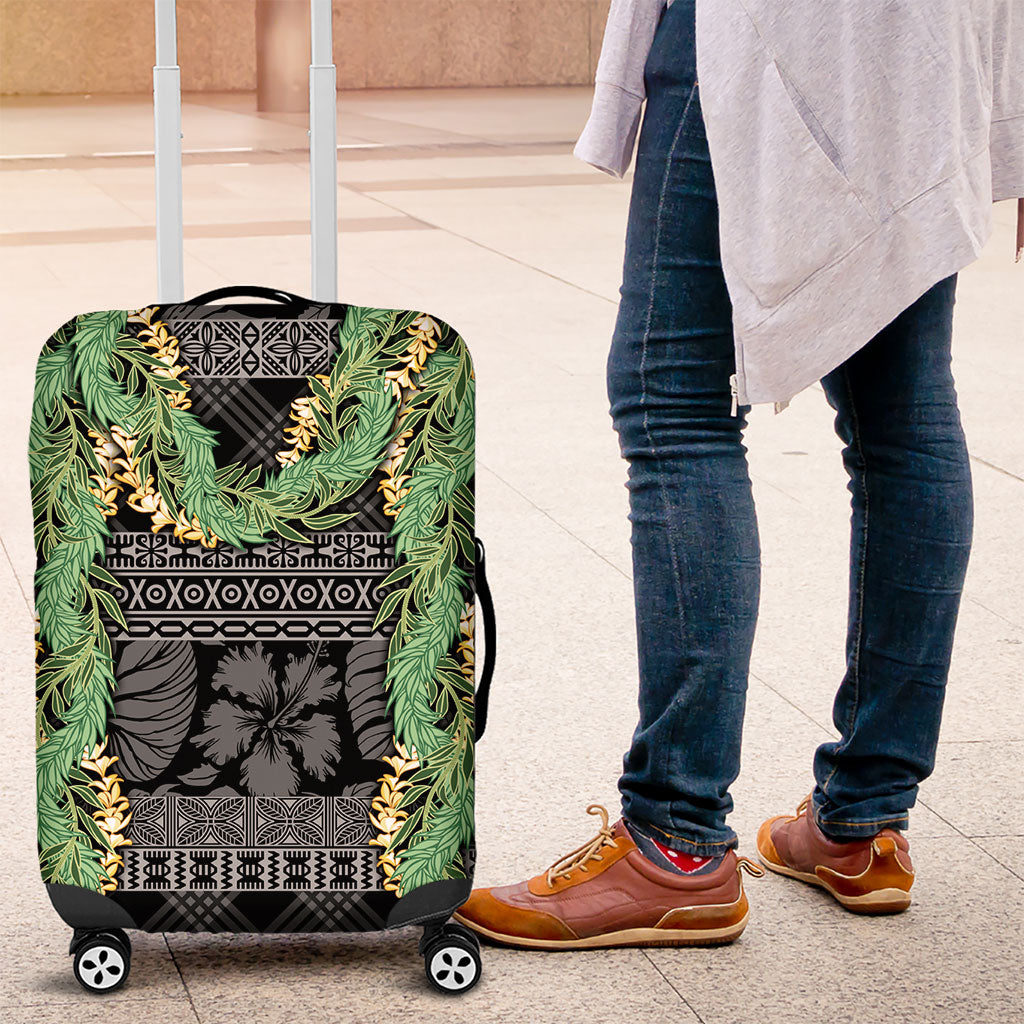Hawai'i Paniolo Maile Twisted Lei Luggage Cover Obsidian Black