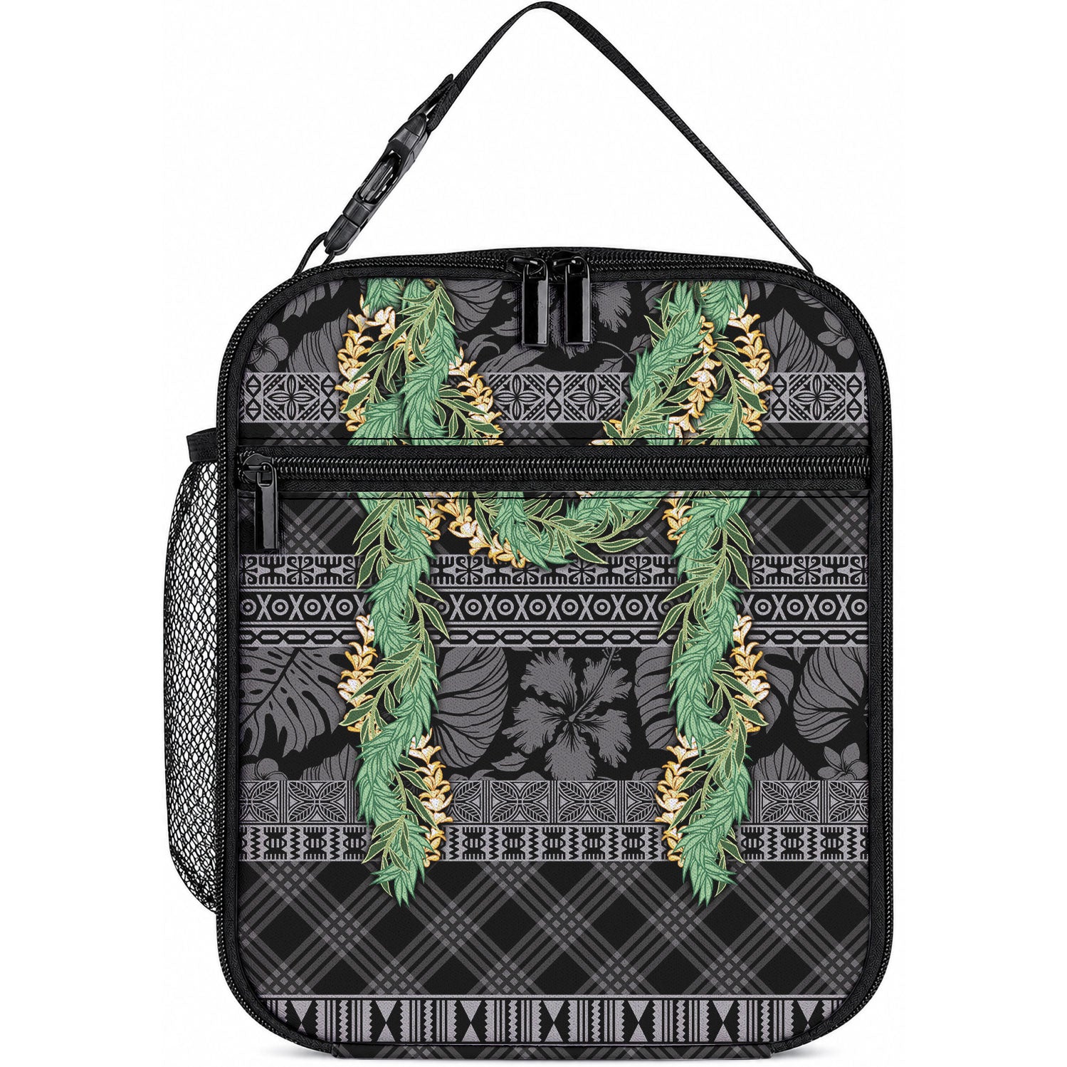 Hawai'i Paniolo Maile Twisted Lei Lunch Bag Obsidian Black