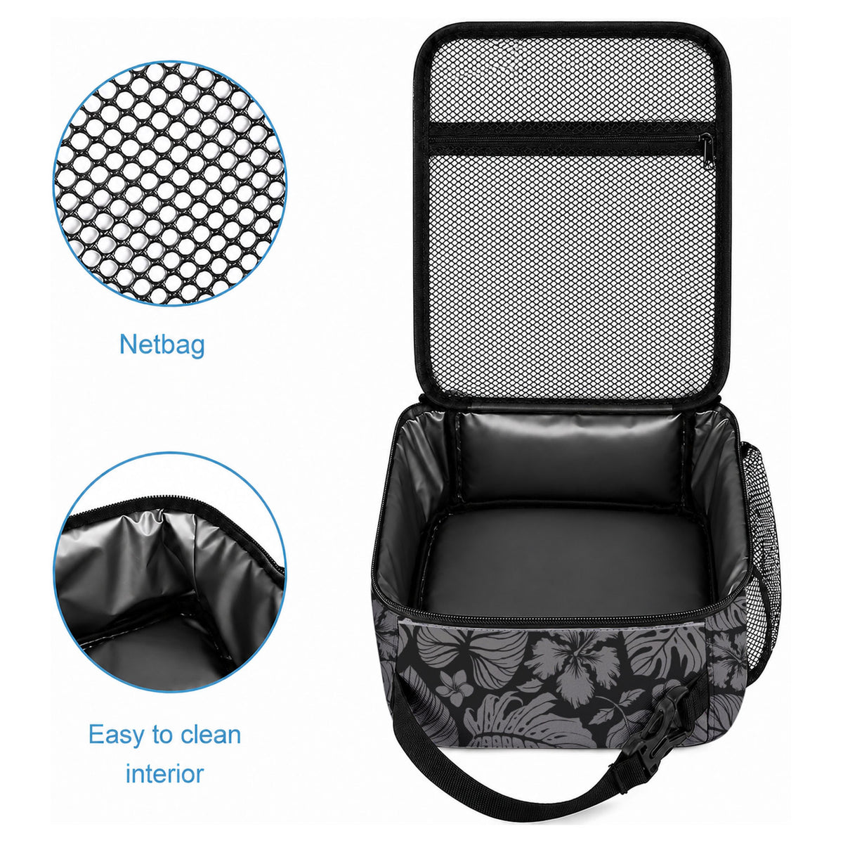 Hawai'i Paniolo Maile Twisted Lei Lunch Bag Obsidian Black