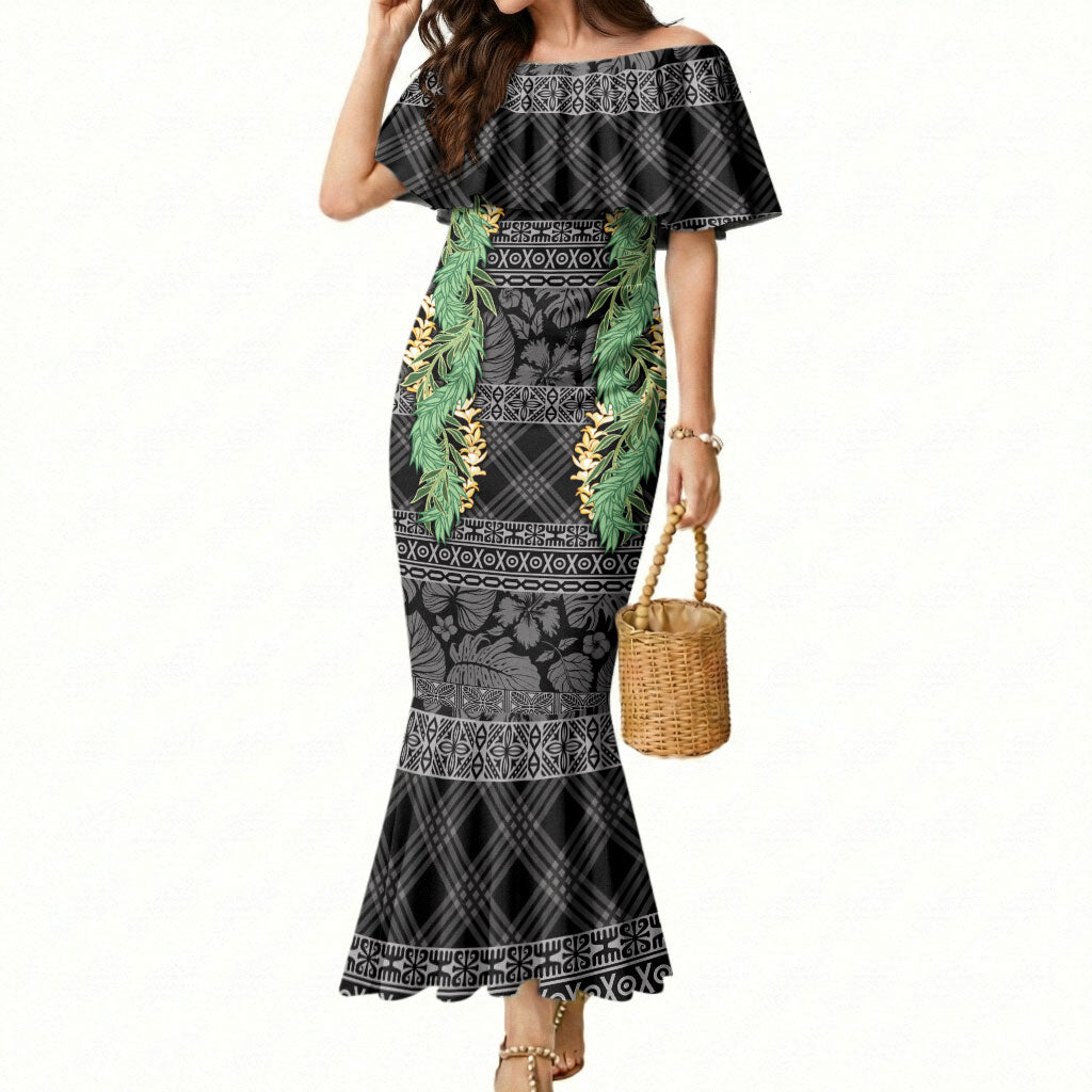 Hawai'i Paniolo Maile Twisted Lei Mermaid Dress Obsidian Black