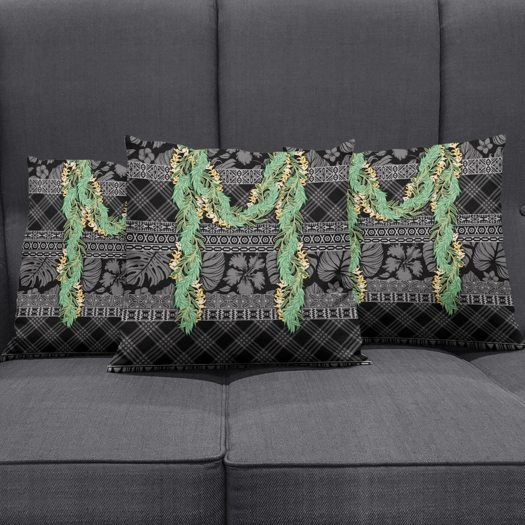 Hawai'i Paniolo Maile Twisted Lei Pillow Cover Obsidian Black