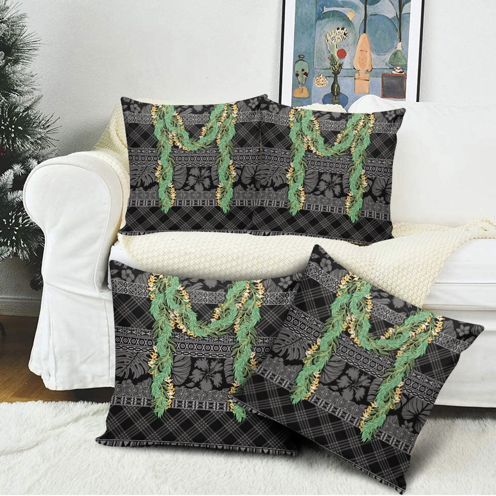 Hawai'i Paniolo Maile Twisted Lei Pillow Cover Obsidian Black