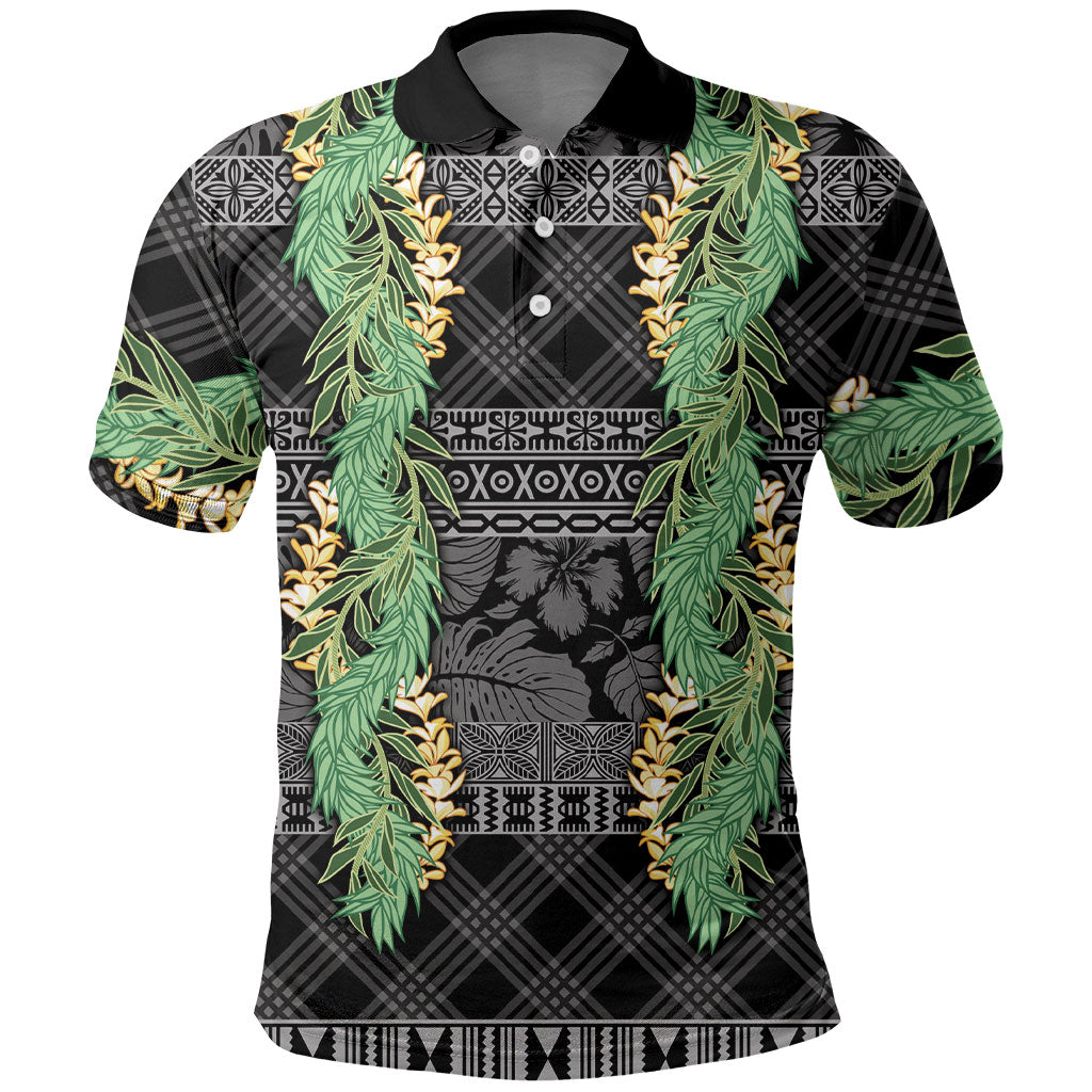 Hawai'i Paniolo Maile Twisted Lei Polo Shirt Obsidian Black