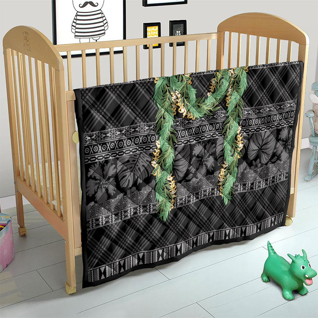 Hawai'i Paniolo Maile Twisted Lei Quilt Obsidian Black