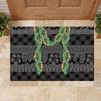 Hawai'i Paniolo Maile Twisted Lei Rubber Doormat Obsidian Black