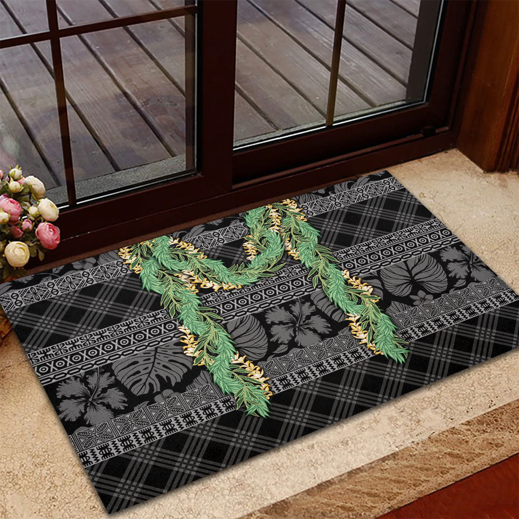 Hawai'i Paniolo Maile Twisted Lei Rubber Doormat Obsidian Black