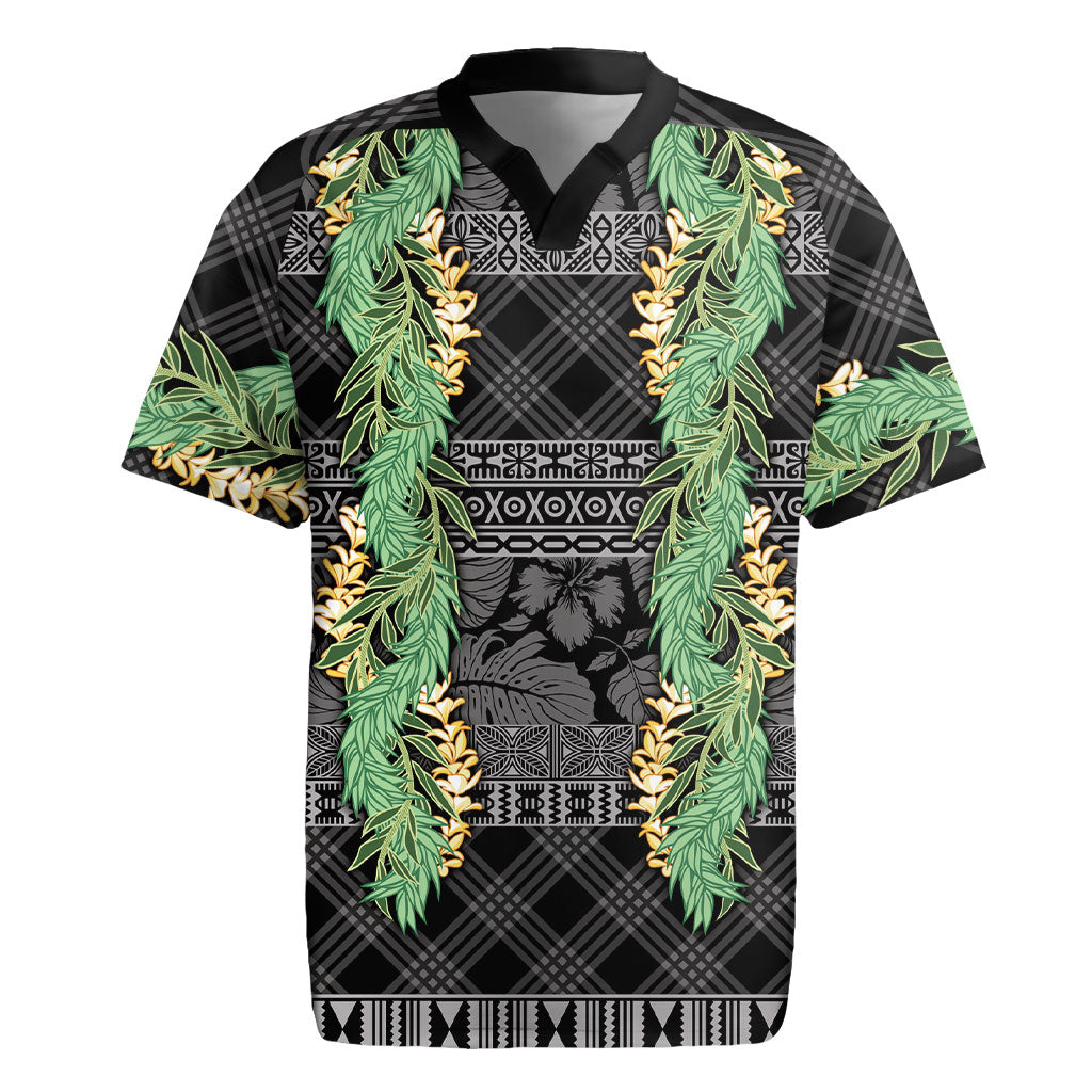 Hawai'i Paniolo Maile Twisted Lei Rugby Jersey Obsidian Black