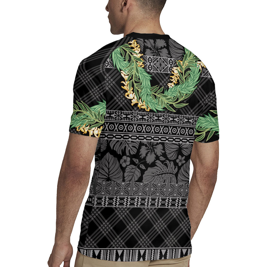 Hawai'i Paniolo Maile Twisted Lei Rugby Jersey Obsidian Black