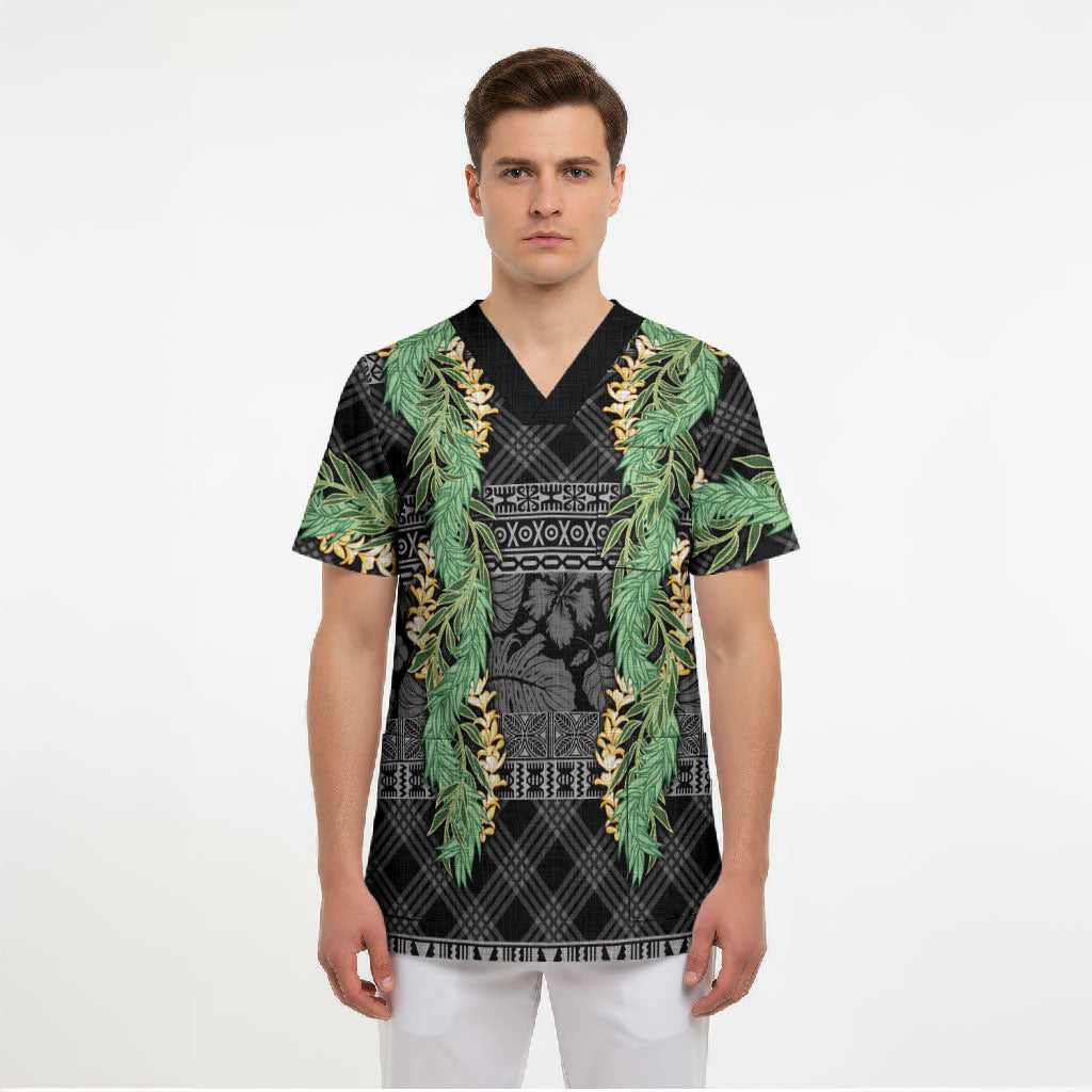 Hawai'i Paniolo Maile Twisted Lei Scrub Top Obsidian Black