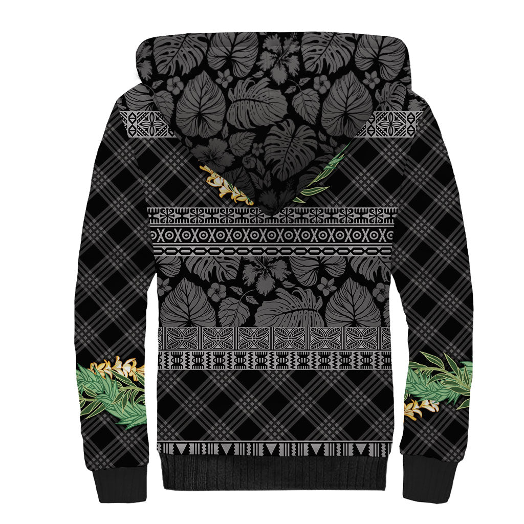 Hawai'i Paniolo Maile Twisted Lei Sherpa Hoodie Obsidian Black