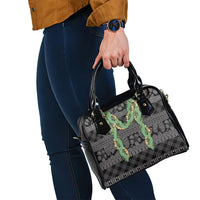 Hawai'i Paniolo Maile Twisted Lei Shoulder Handbag Obsidian Black