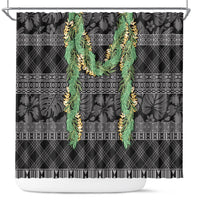 Hawai'i Paniolo Maile Twisted Lei Shower Curtain Obsidian Black