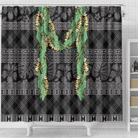 Hawai'i Paniolo Maile Twisted Lei Shower Curtain Obsidian Black
