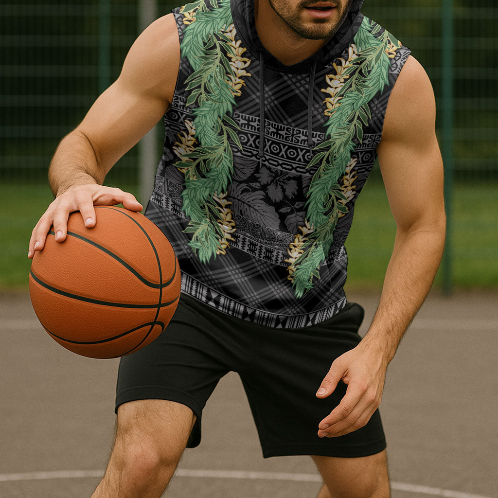 Hawai'i Paniolo Maile Twisted Lei Sleeveless Hoodie Obsidian Black