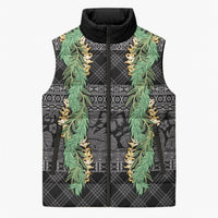 Hawai'i Paniolo Maile Twisted Lei Sleeveless Puffer Jacket Obsidian Black