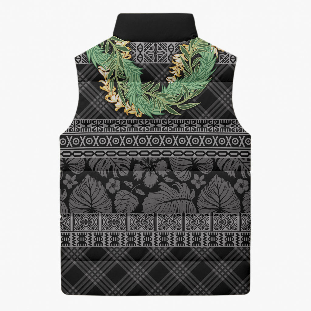 Hawai'i Paniolo Maile Twisted Lei Sleeveless Puffer Jacket Obsidian Black