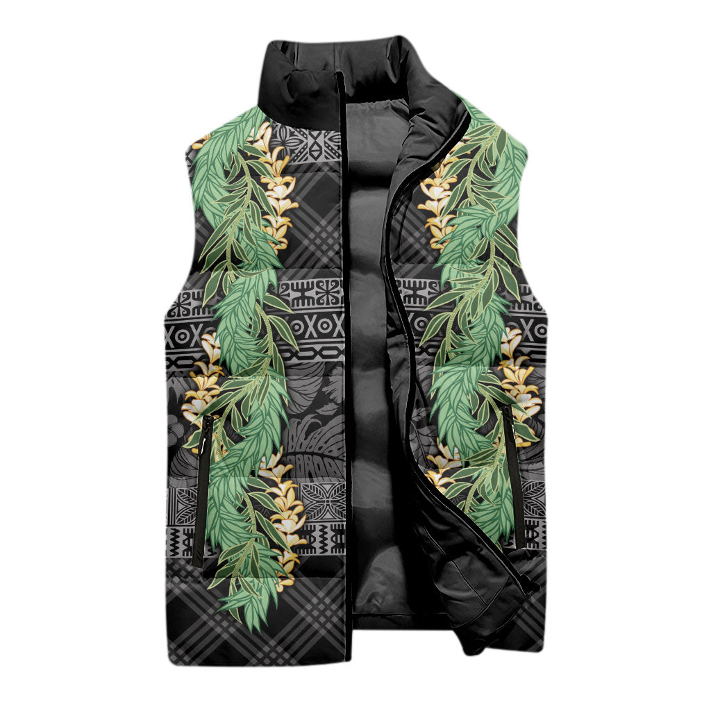 Hawai'i Paniolo Maile Twisted Lei Sleeveless Puffer Jacket Obsidian Black