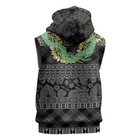 Hawai'i Paniolo Maile Twisted Lei Sleeveless Zip Hoodie Obsidian Black