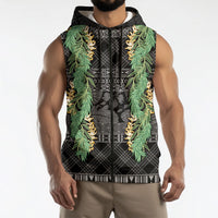 Hawai'i Paniolo Maile Twisted Lei Sleeveless Zip Hoodie Obsidian Black