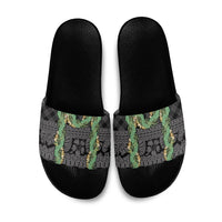Hawai'i Paniolo Maile Twisted Lei Slide Sandals Obsidian Black