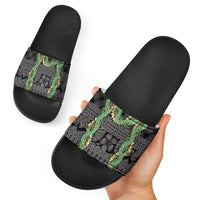 Hawai'i Paniolo Maile Twisted Lei Slide Sandals Obsidian Black