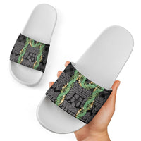 Hawai'i Paniolo Maile Twisted Lei Slide Sandals Obsidian Black