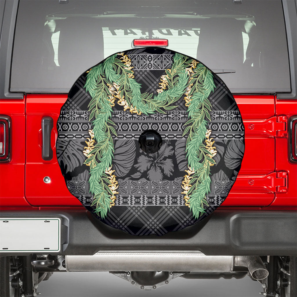 Hawai'i Paniolo Maile Twisted Lei Spare Tire Cover Obsidian Black