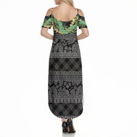 Hawai'i Paniolo Maile Twisted Lei Summer Maxi Dress Obsidian Black