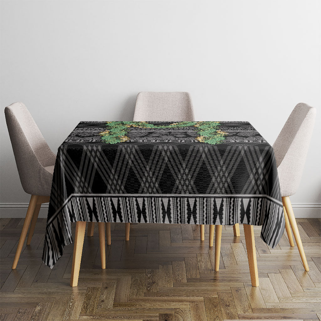 Hawai'i Paniolo Maile Twisted Lei Tablecloth Obsidian Black