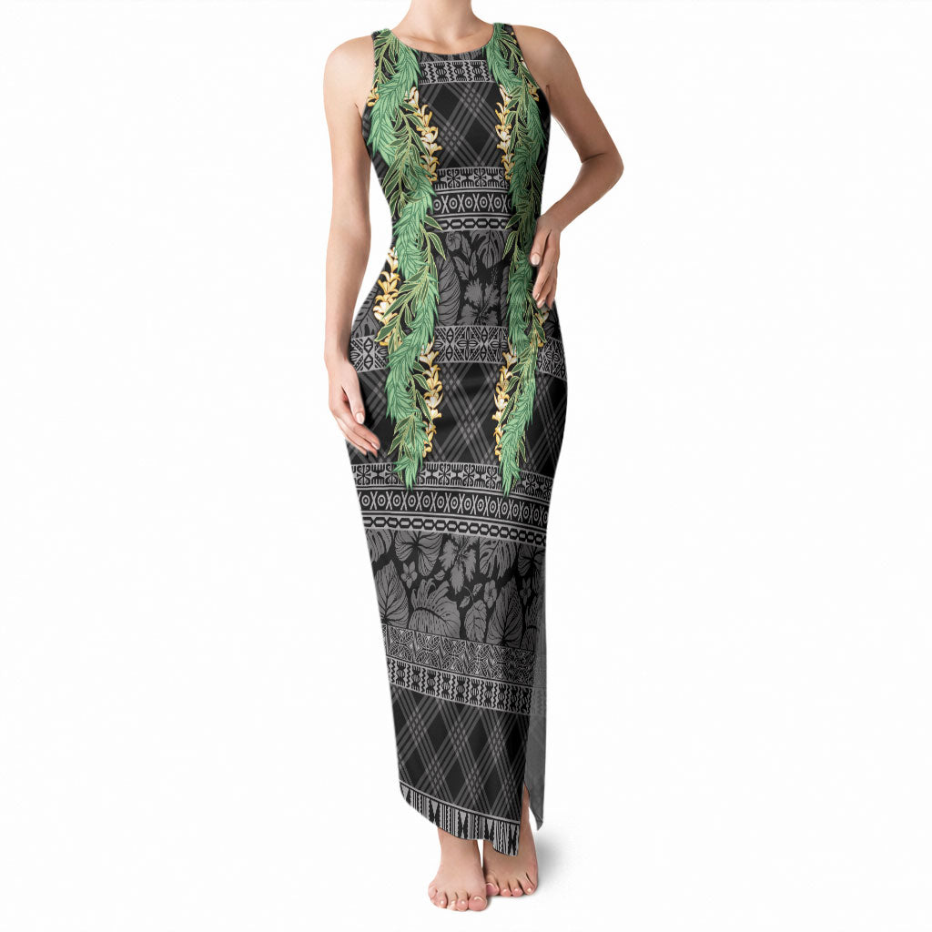 Hawai'i Paniolo Maile Twisted Lei Tank Maxi Dress Obsidian Black