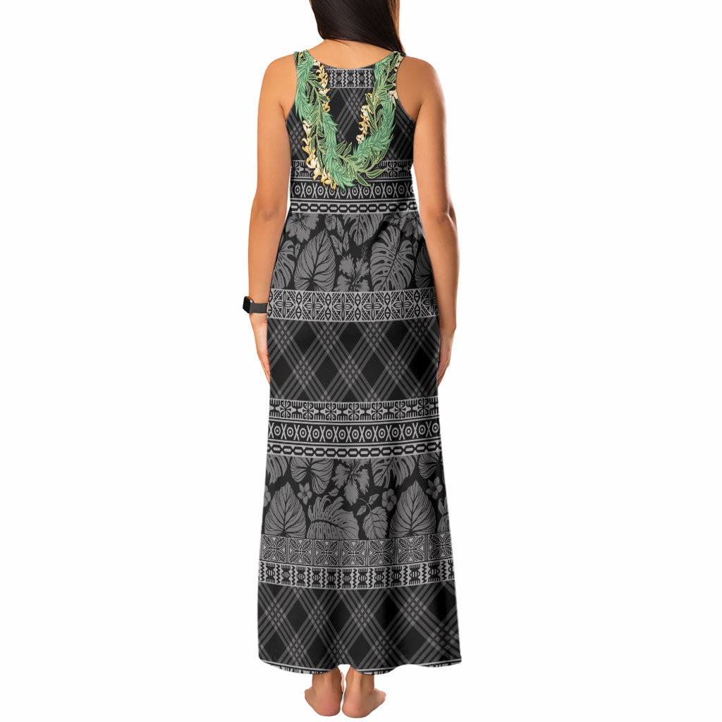 Hawai'i Paniolo Maile Twisted Lei Tank Maxi Dress Obsidian Black