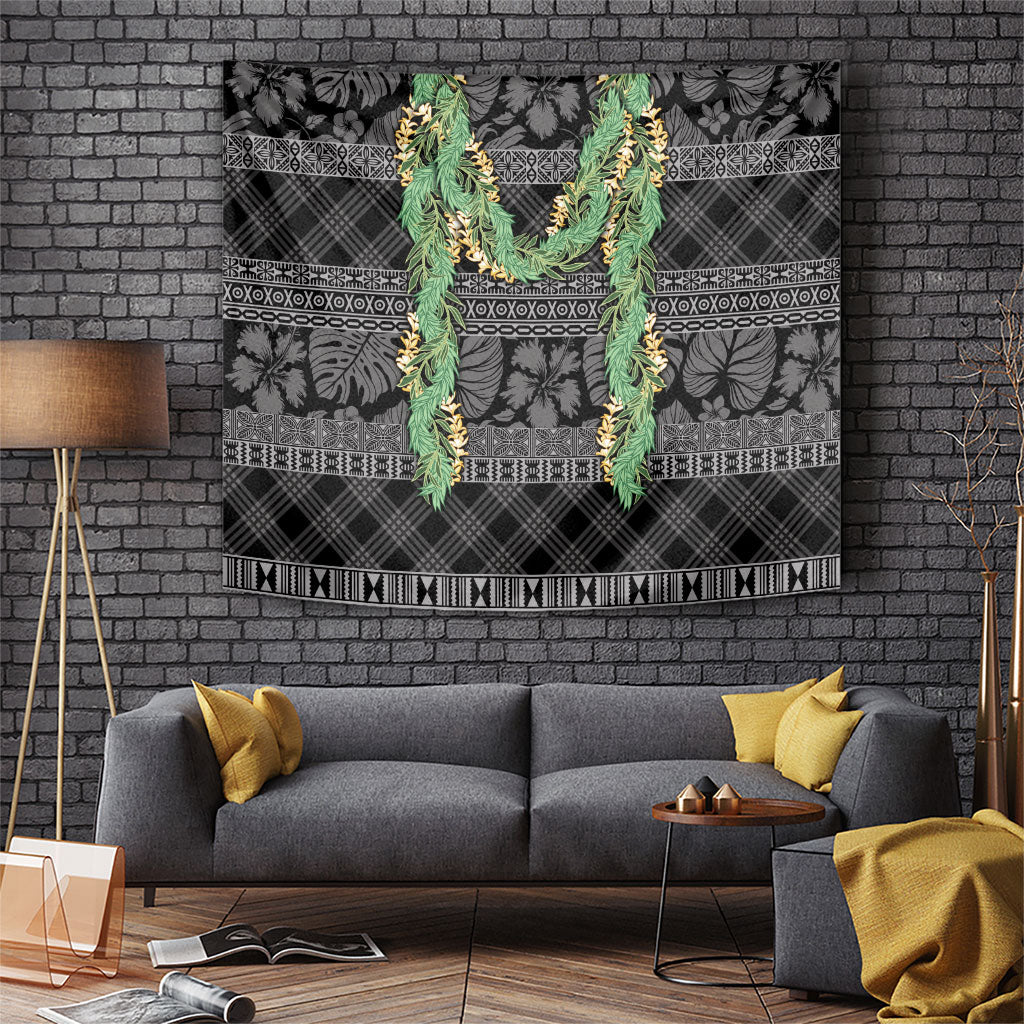 Hawai'i Paniolo Maile Twisted Lei Tapestry Obsidian Black