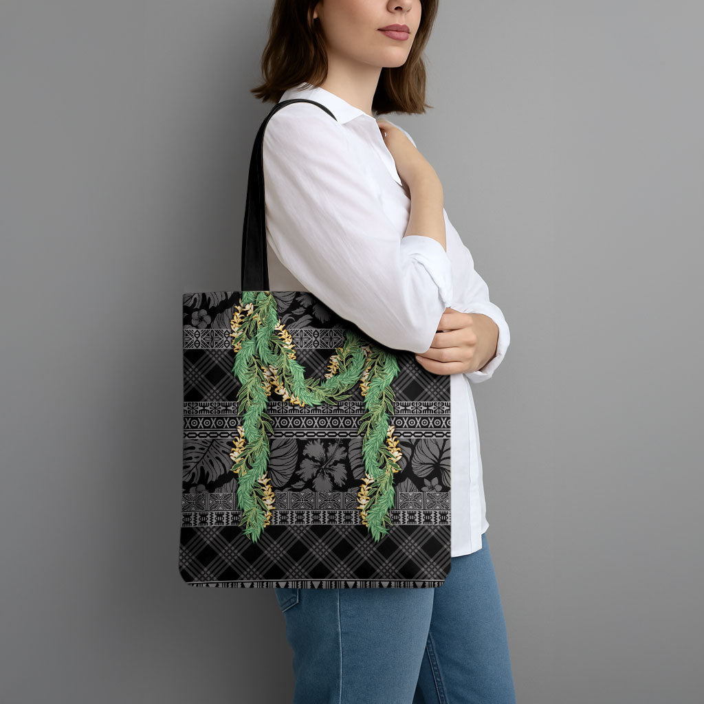 Hawai'i Paniolo Maile Twisted Lei Tote Bag Obsidian Black