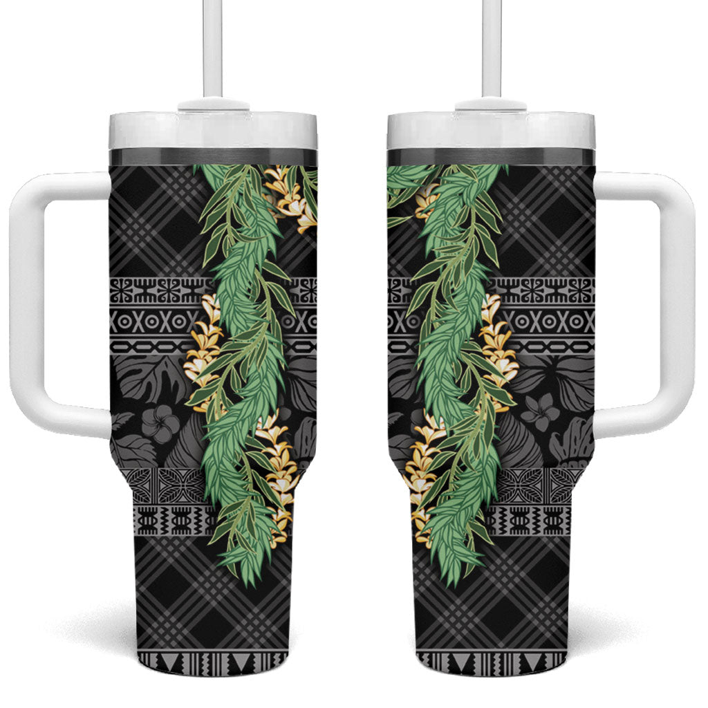 Hawai'i Paniolo Maile Twisted Lei Tumbler With Handle Obsidian Black