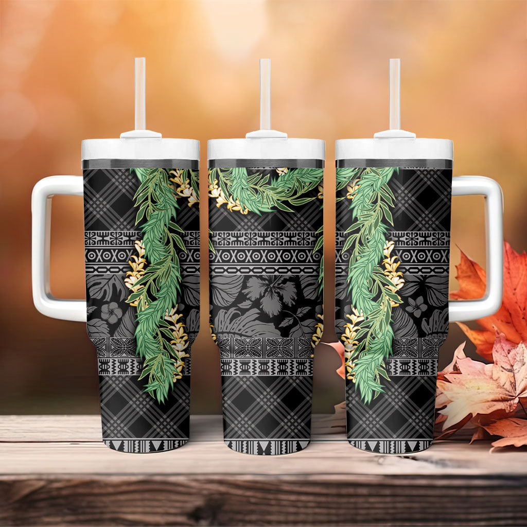 Hawai'i Paniolo Maile Twisted Lei Tumbler With Handle Obsidian Black