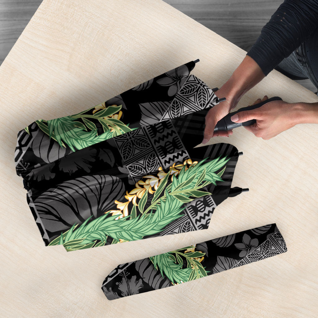 Hawai'i Paniolo Maile Twisted Lei Umbrella Obsidian Black