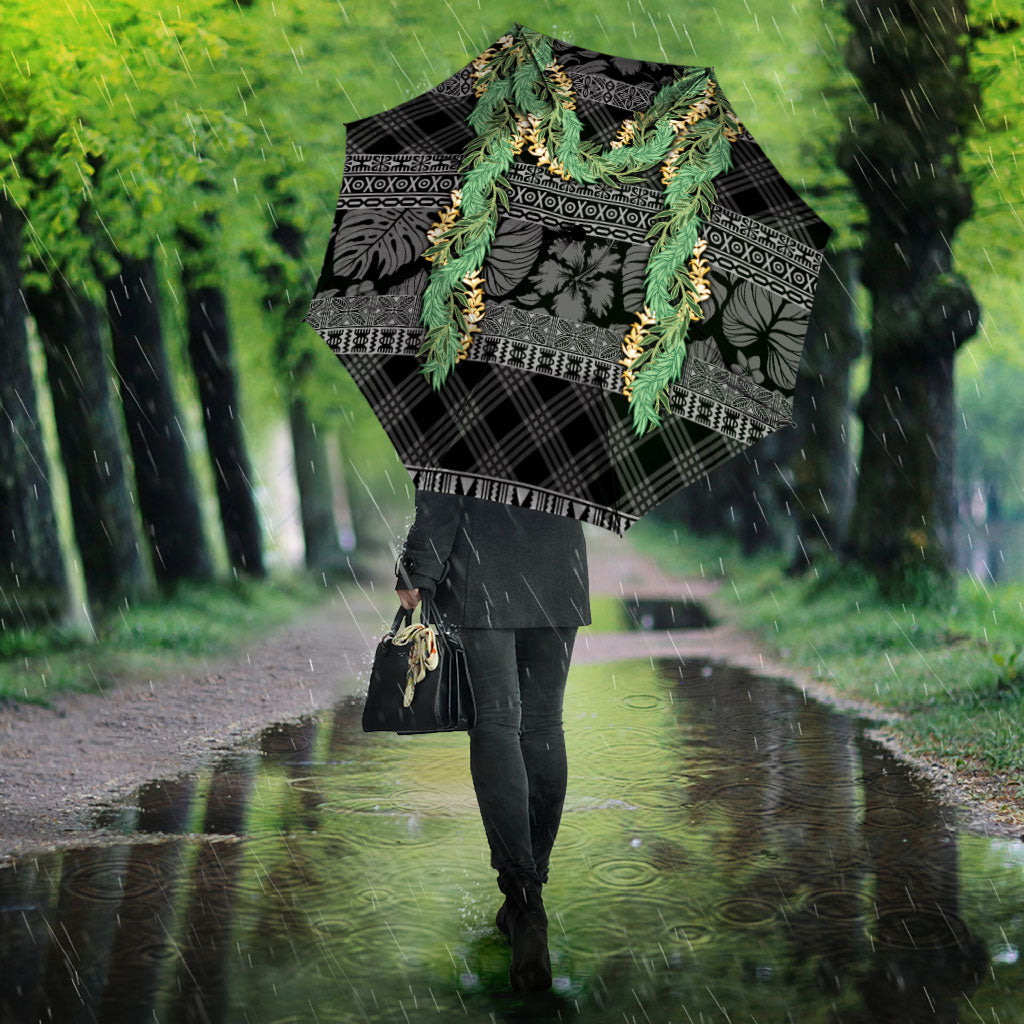 Hawai'i Paniolo Maile Twisted Lei Umbrella Obsidian Black