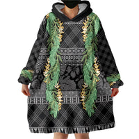 Hawai'i Paniolo Maile Twisted Lei Wearable Blanket Hoodie Obsidian Black