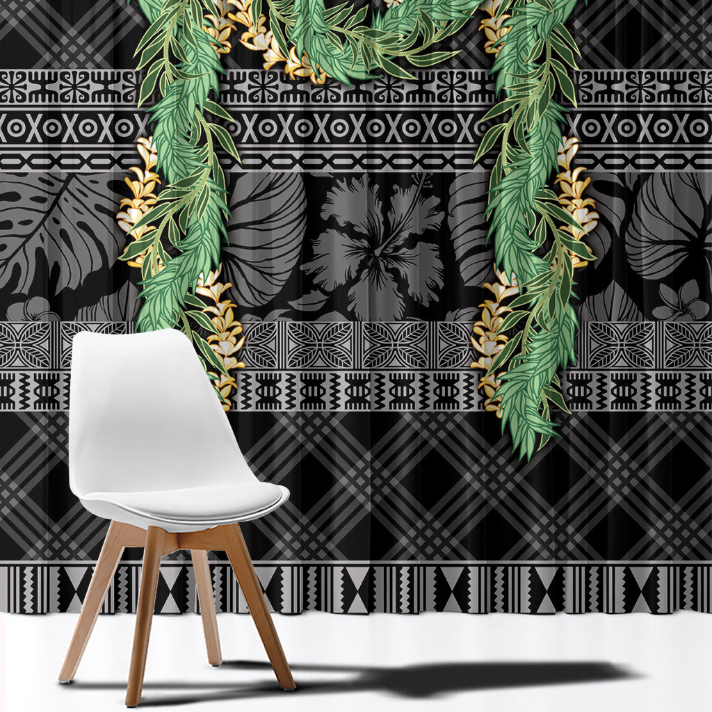 Hawai'i Paniolo Maile Twisted Lei Window Curtain Obsidian Black