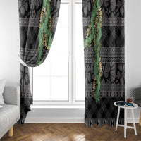Hawai'i Paniolo Maile Twisted Lei Window Curtain Obsidian Black
