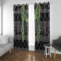 Hawai'i Paniolo Maile Twisted Lei Window Curtain Obsidian Black