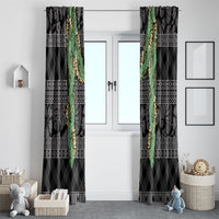 Hawai'i Paniolo Maile Twisted Lei Window Curtain Obsidian Black