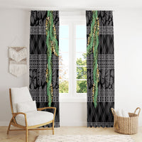 Hawai'i Paniolo Maile Twisted Lei Window Curtain Obsidian Black