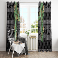 Hawai'i Paniolo Maile Twisted Lei Window Curtain Obsidian Black