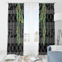 Hawai'i Paniolo Maile Twisted Lei Window Curtain Obsidian Black