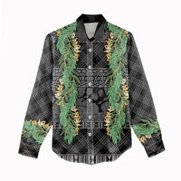 Hawai'i Paniolo Maile Twisted Lei Women Casual Shirt Obsidian Black
